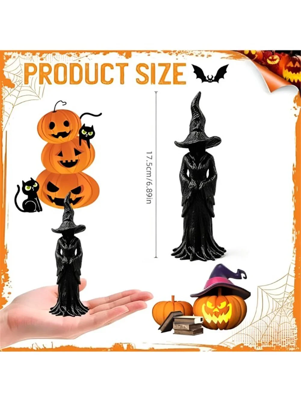 Halloween Gothic Resin Figurine Vintage Dark Fantasy Witch Statue
